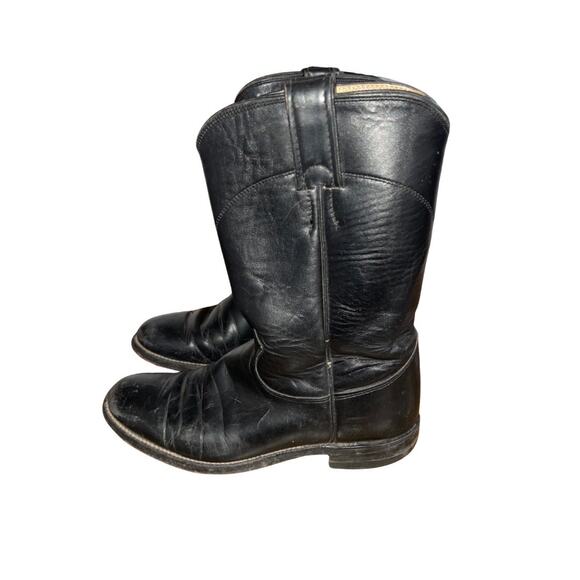 Vintage Justin Roper Style Cowboy Cowgirl Western Boots Diamond J Black Size 6 - Picture 2 of 6